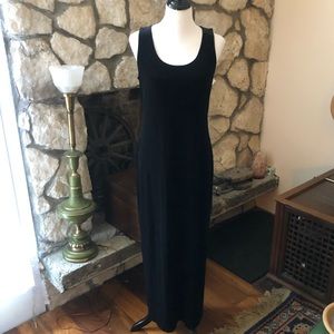 Vintage 90s Inky Black Stretch Sleek Velvet Maxi